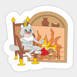 Prince cat near the fireplace Sticker